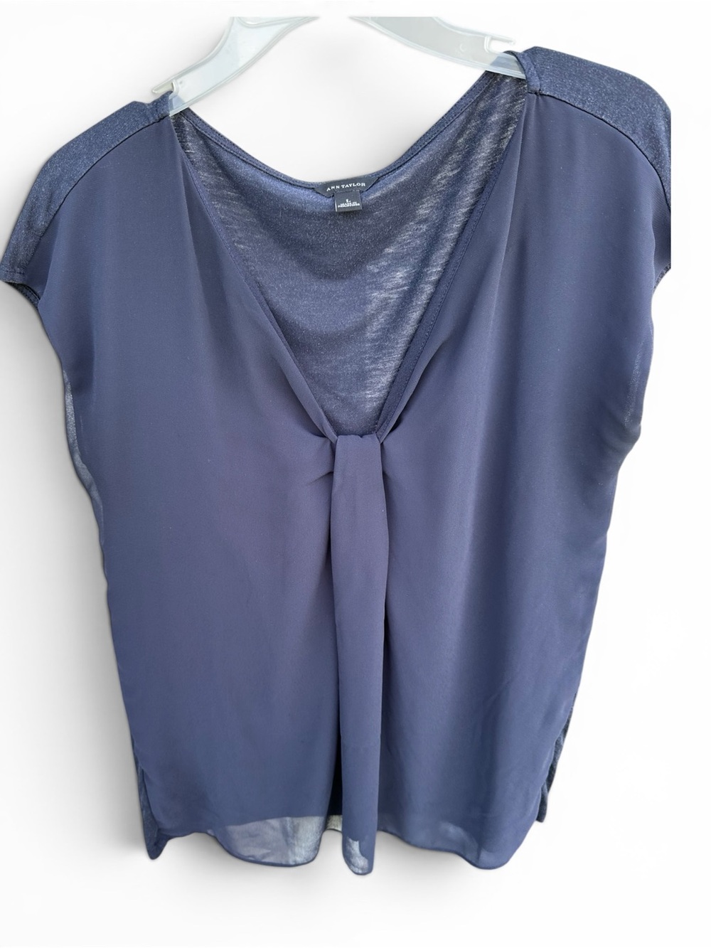 Ann Taylor Navy Tie-Front Cap Sleeve‎ Top